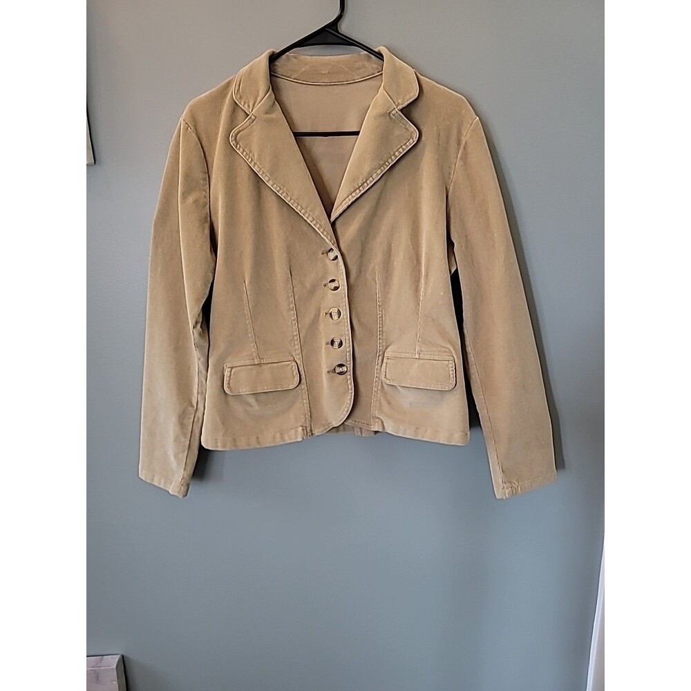 Womens Corduroy Tan Fitted Jacket 98% Cotton Size MEDIUM/LARGE